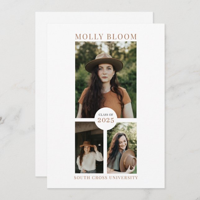 Boho 3 Faire-part d'obtention d'un diplôme photo (Devant / Derrière)