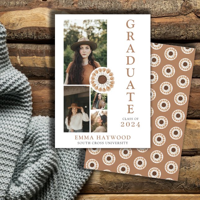 Boho 4 Photo Collage Graduation Invitation (Créateur téléchargé)