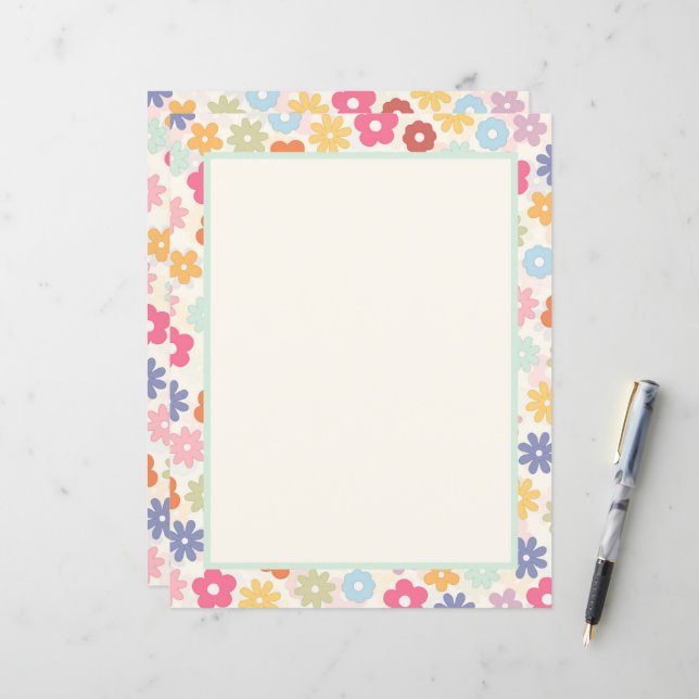 Boho 70's Retro Daisy Flowers (Devant/Arrière en situation)