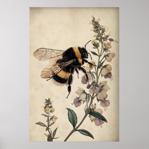 Boho Abeille en Impression de Fleur Violette, Bour