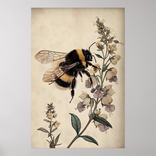 Boho Abeille en Impression de Fleur Violette, Bour (Devant)
