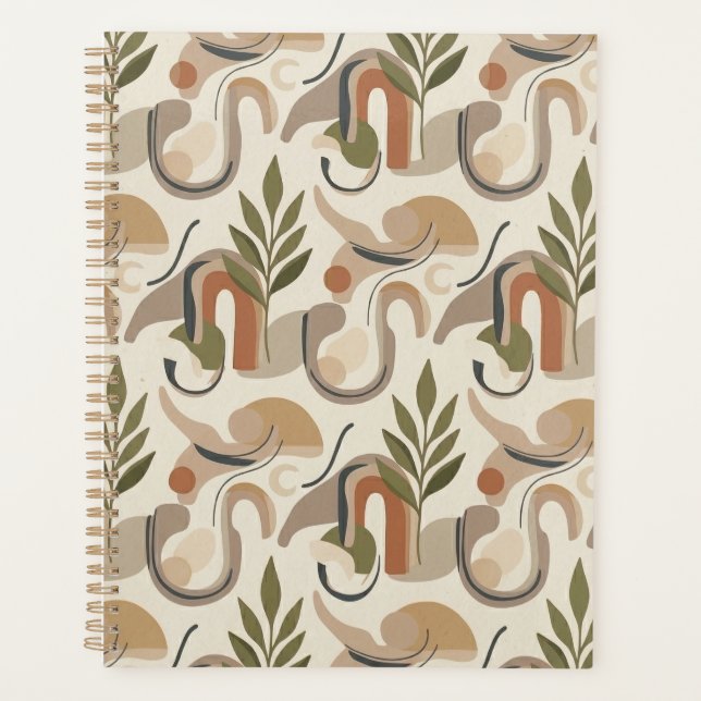 Boho Abstract Botanical Notebook Cover Background (Devant)
