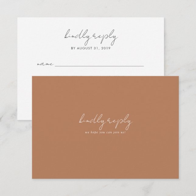 Boho Abstrait | Caramel Mocha Mariage Carte RSVP (Devant / Derrière)