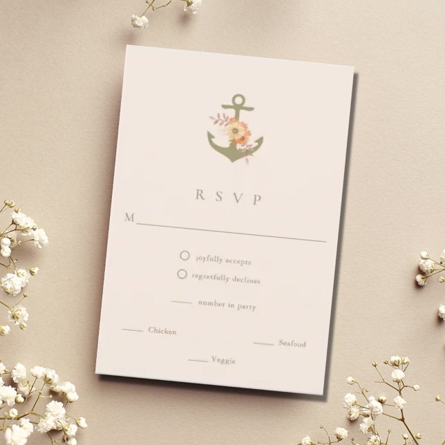 Boho Ancre nautique mariage RSVP carte de réponse (nautical boho wedding rsvp card)