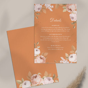 Boho Apricot Peonies Mariage Détails Carte
