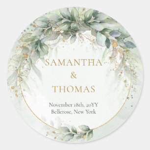 Boho aquarelle eucalyptus cadre or Stickers