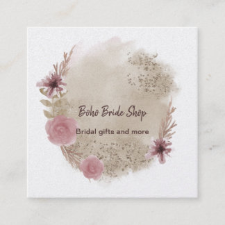 Boho Aquarelle Floral Carré Carte de visite