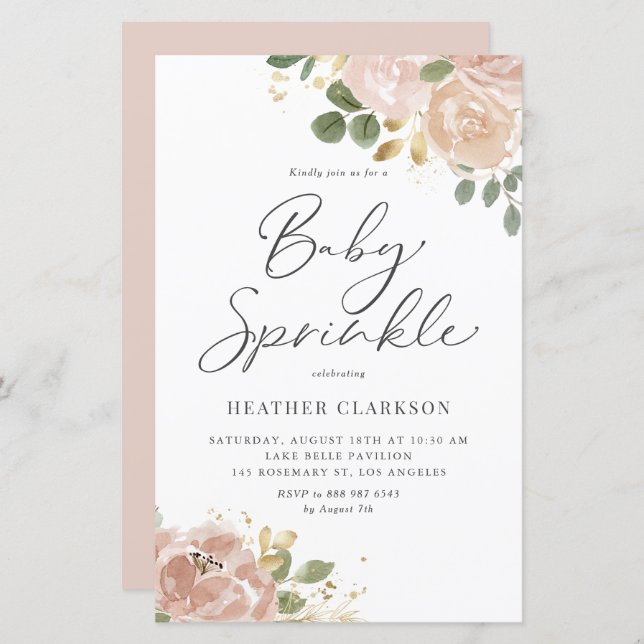 Boho Aquarelle Mauve Peach Fleurs Baby Sprinker (Devant / Derrière)