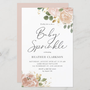 Boho Aquarelle Mauve Peach Fleurs Baby Sprinker