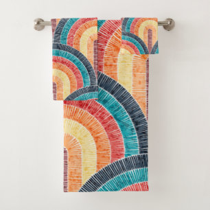 Boho Aquarelle Rouge Turquoise Orange arc-en-ciel