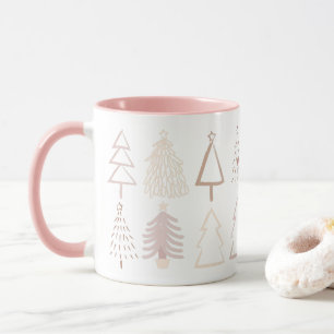 Boho Arbres de Noël Dusty rose Fête Photo Mug