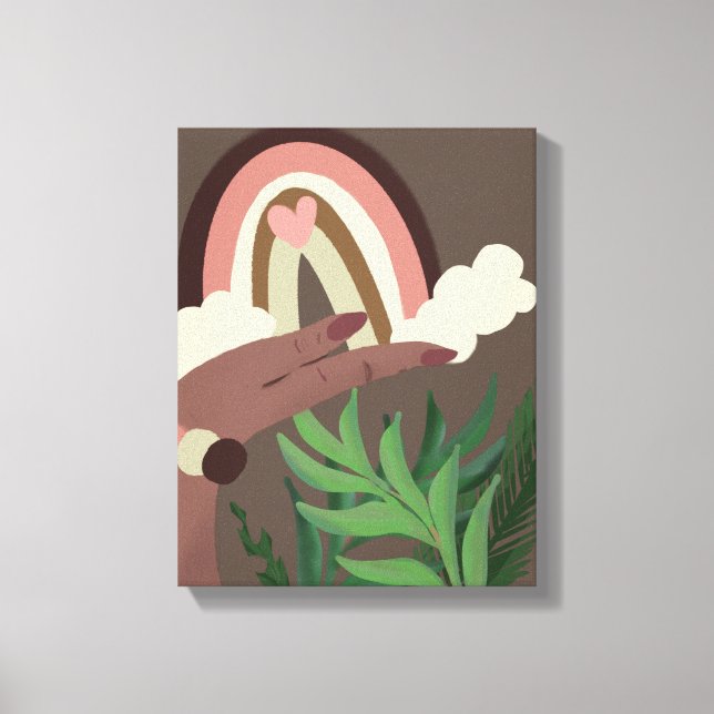 Boho Arc-en-ciel naturel Plantes amoureux toile Im (Recto)