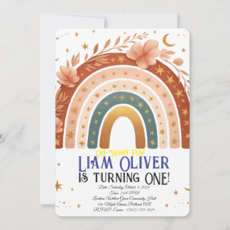 Boho Arc-en-ciel première invitation anniversaire