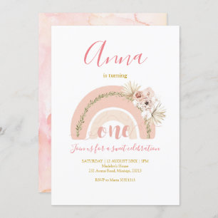 Boho Arc-en-ciel première invitation anniversaire