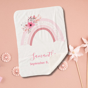 Boho Arc-en-ciel rose Floral Sherpa Couverture béb
