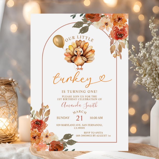Boho Arch Automne Anniversaire Floral Invitation (Créateur téléchargé)