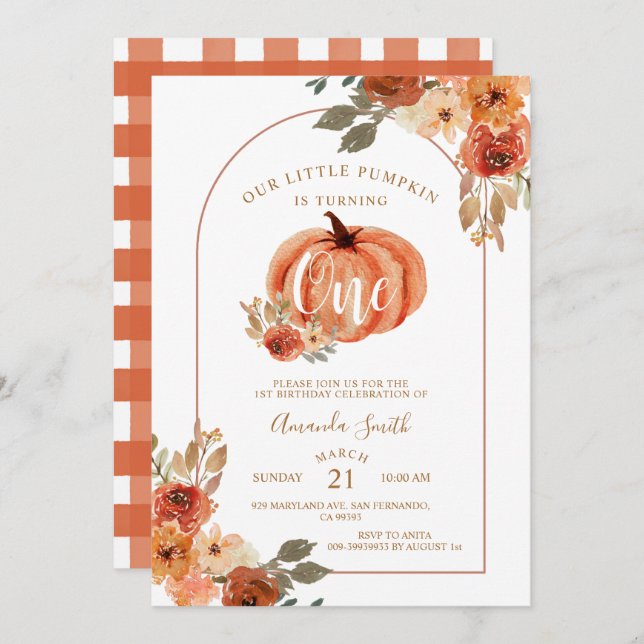 Boho Arch Automne Anniversaire Floral Invitation (Devant / Derrière)