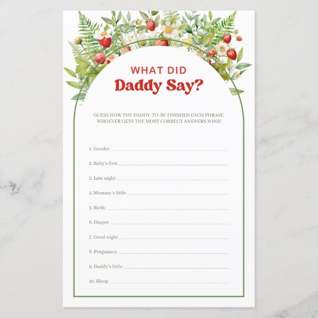 Boho Arch Berry Sweet Qu'a dit papa jeu (Devant)