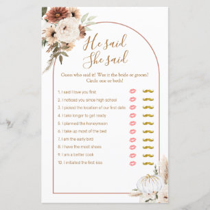 Boho Arch Citrouille blanc Il a dit Elle a dit Gam