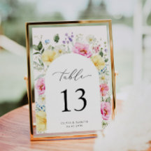 Boho Arch Colorful Floral Mariage Numéro de table