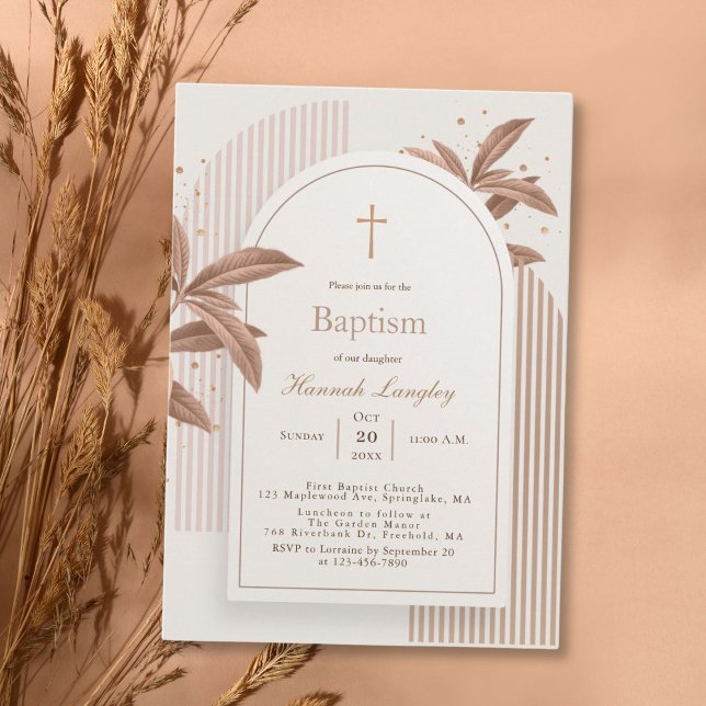 Boho Arch Floral Baptism Invitation (Créateur téléchargé)