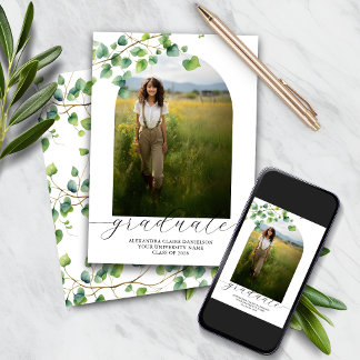 Boho Arch Ivy, Faire-part de diplôme blanc