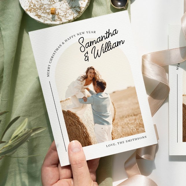 Boho Arch moderne minimaliste photo carte de Noël (Créateur téléchargé)