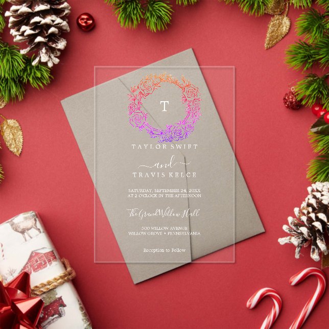 Boho Arch Monogramme Acrylique Invitation (Insitu (vacances))