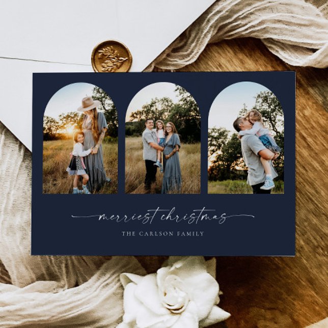 Boho Arch Noël Carte photo de voeux (Créateur téléchargé)