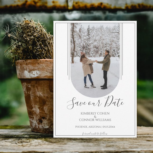 Boho Arch Photo Save the Date | Blanc (Créateur téléchargé)