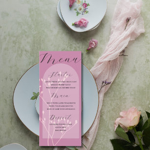 Boho Arch Pink Foliing Menu Mariage