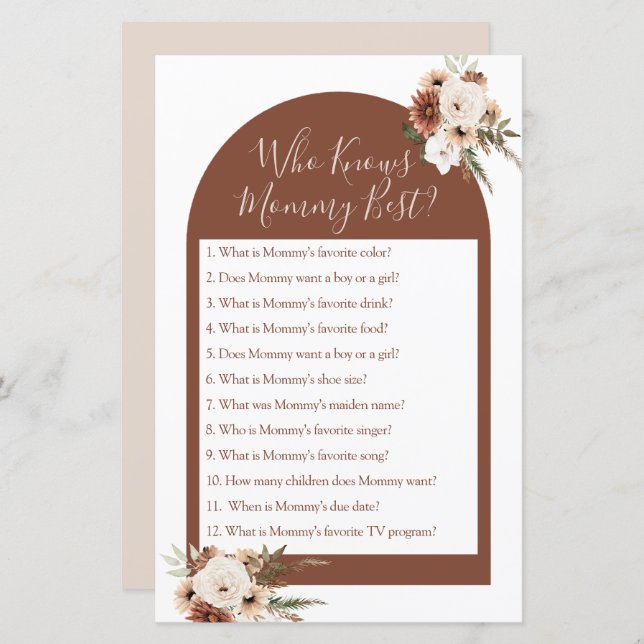 Boho Arch Terracota Qui Connaît Mommy Meilleur Jeu (Devant / Derrière)