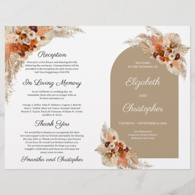 Boho arch terracotta brûlé programme tropical oran (Devant)