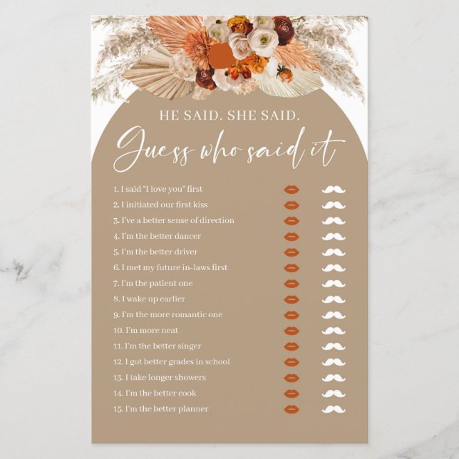 Boho arch terracotta il a dit qu'elle a dit le jeu (Devant)