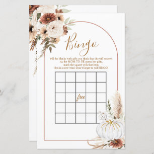 Boho Arch White Citrouille Floral Bingo Games