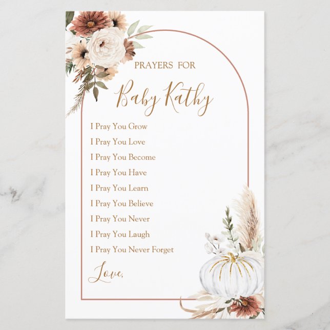 Boho Arch White Citrouille Love Prayers for Baby S (Devant)