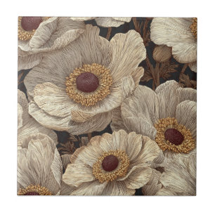 Boho Art Déco Anémones Carreaux Pour Parquet