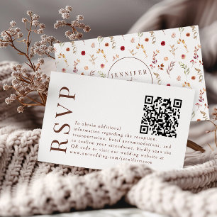 Boho Automne Automne Floral Wedding RSVP QR cartes