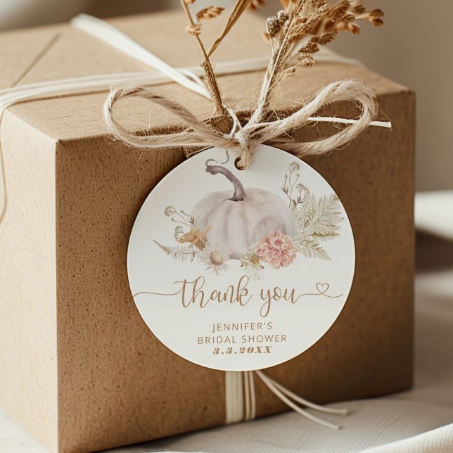 Boho automne citrouille étiquette de remerciement (Créateur téléchargé)
