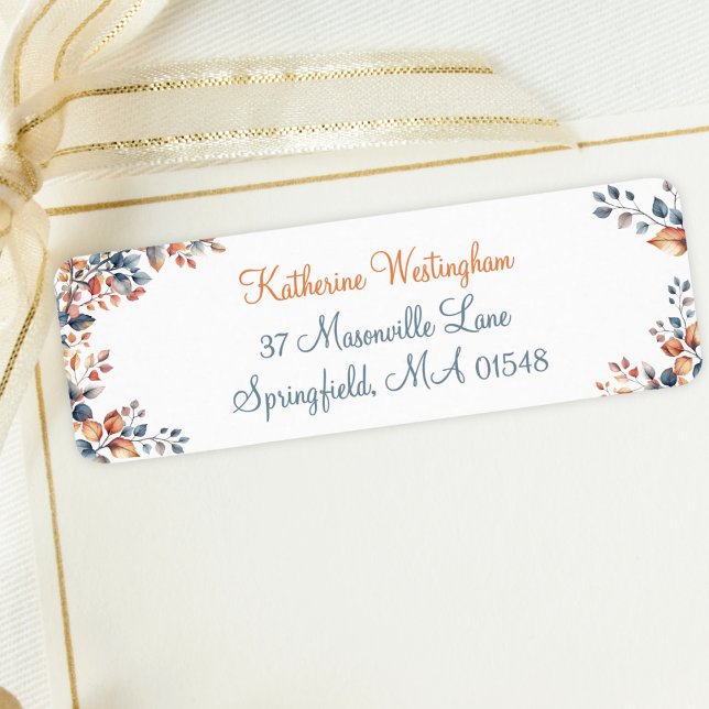 Boho Automne Feuilles Adresse de retour Étiquettes (Créateur téléchargé)