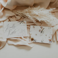 Boho Automne Fleur sauvage Beige Menu Choix Carte 