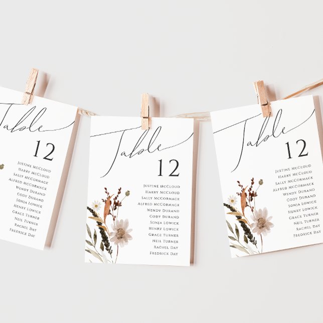 Boho Automne Fleur Sauvage | Tableau de Numéros de (Créateur téléchargé)