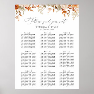 boho automne fleurons mariages tableau des sièges