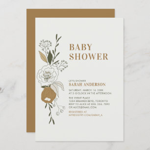 Boho Automne Floral Baby shower Invitation