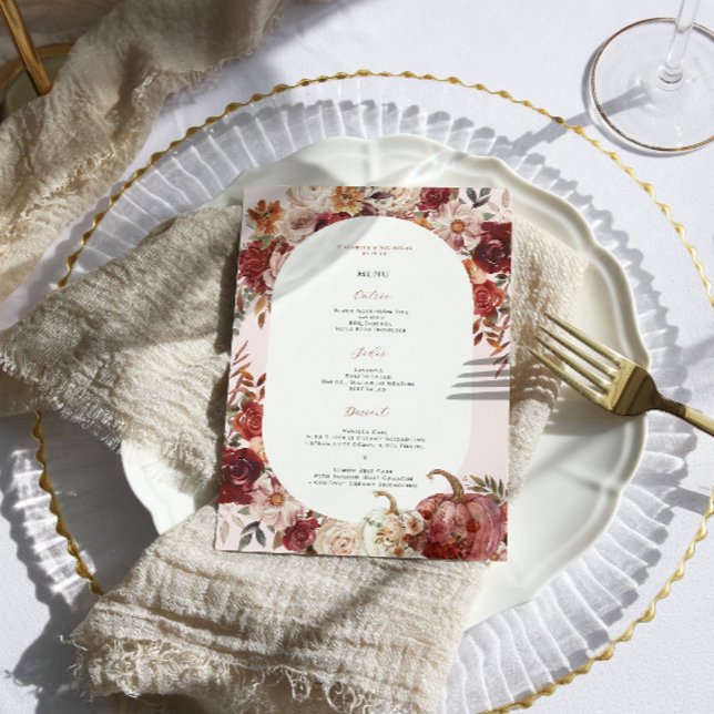 Boho Automne Floral Mariage Menu (Créateur téléchargé)