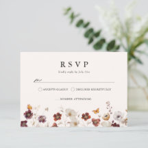 Boho Automne Florals Mariage papillon RSVP