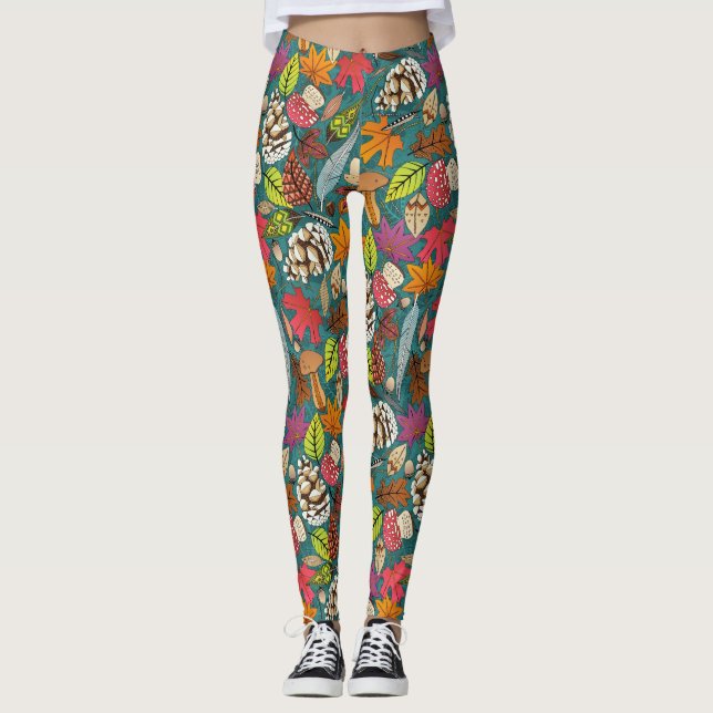 boho automne leggings turquoises (Devant)
