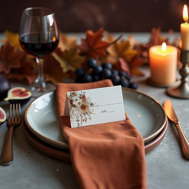 Boho Autumn Dried Flowers | Place Card (Créateur téléchargé)