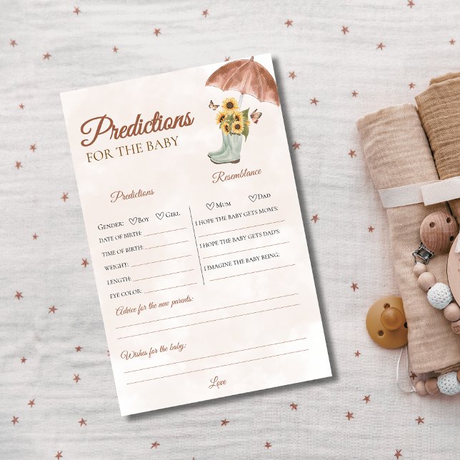 Boho avril douche Baby shower Prédictions Jeu (Créateur téléchargé)