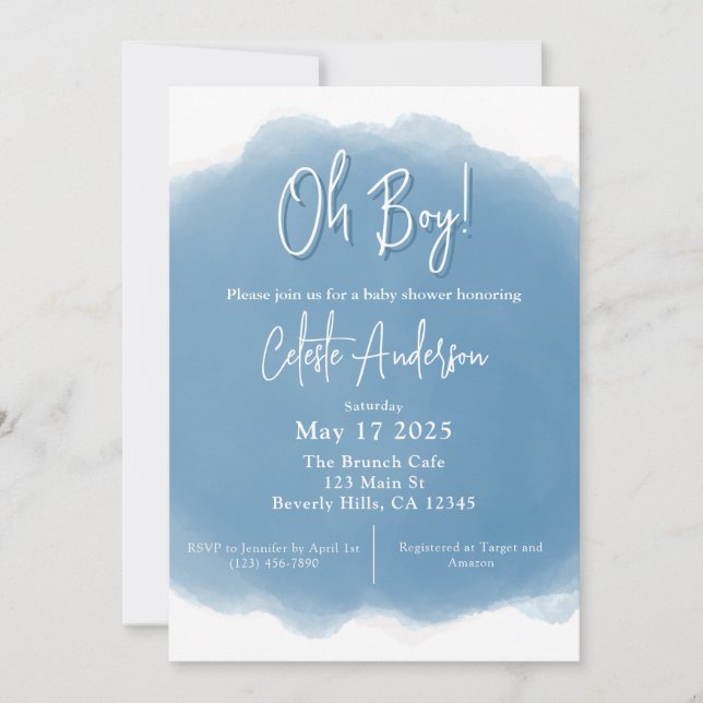 Boho Baby Boy Shower Invitation (Devant)
